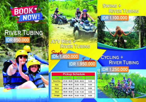 Bali River Tubing with ATV Quad Bike Through Waterfall & Tunnel Packages