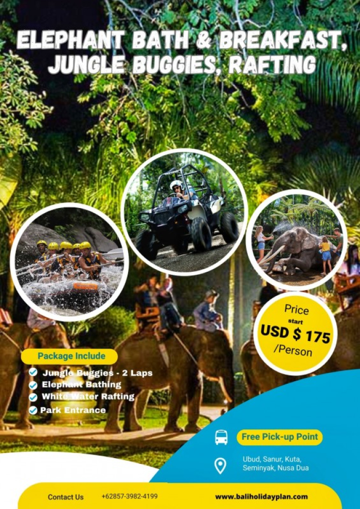 Bali Elephants Bath with Jungle Buggies and Ubud Rafting Packages