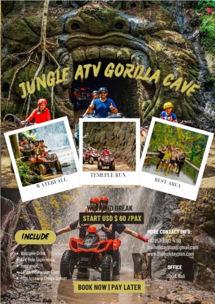 Alasan Bali Adventure ATV Best of Quad Bike Ride Through Gorilla Cave Tunnel and Waterfall