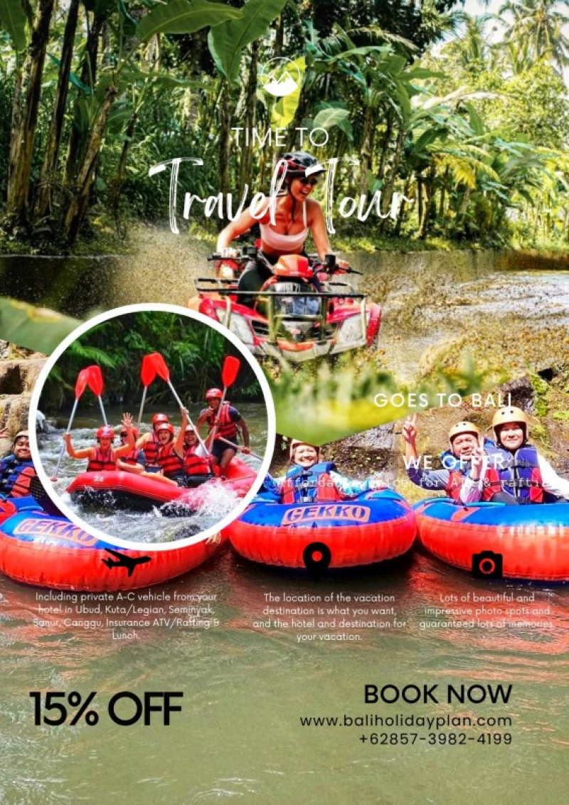 White Water Ayung Rafting & Green Bali ATV Ride Ubud Cave Packages
