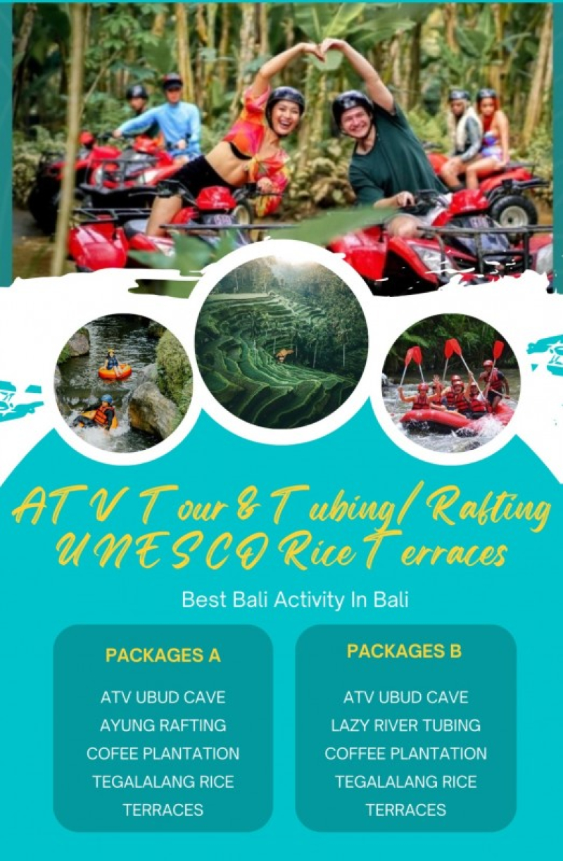 Bali ATV Ride and Ayung Rafting with UNESCO Rice Terraces Tegalalang Tour Packages
